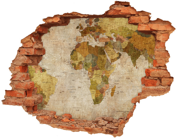 Adesivo effetto buco nel muro Mappa dell'Africa sul muro