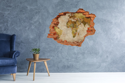 Adesivo effetto buco nel muro Mappa dell'Africa sul muro
