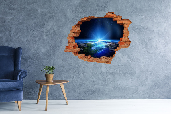 Adesivo murale buco 3D Visione cosmica della Terra