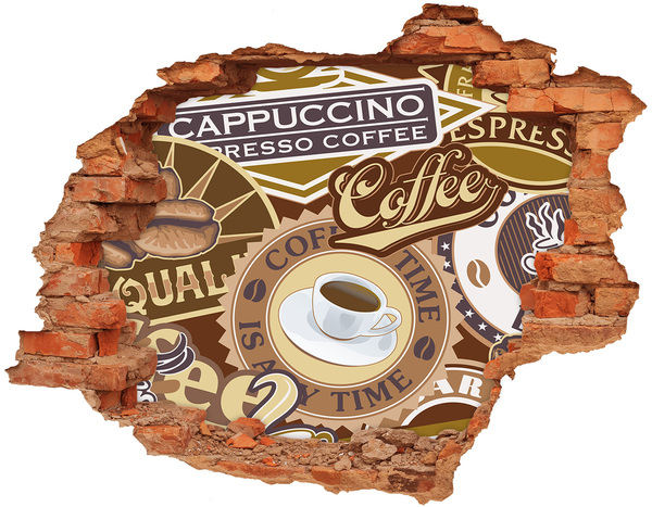 Adesivo murale buco 3D Il piacere del caffè