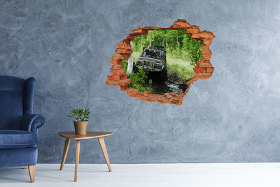 Adesivo murale buco 3D Avventura fuoristrada nella foresta
