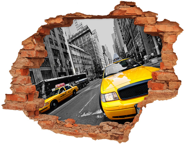 Adesivo murale buco 3D Taxi di New York in azione
