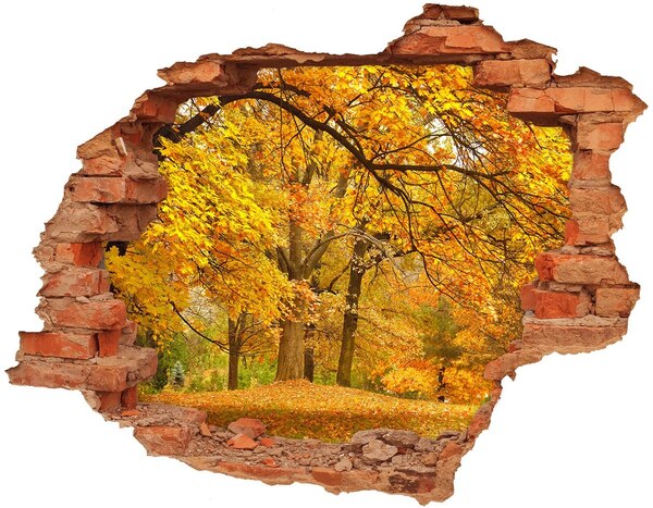 Adesivo effetto buco nel muro Autunno dorato nella foresta