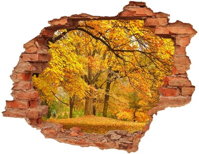 Adesivo effetto buco nel muro Autunno dorato nella foresta