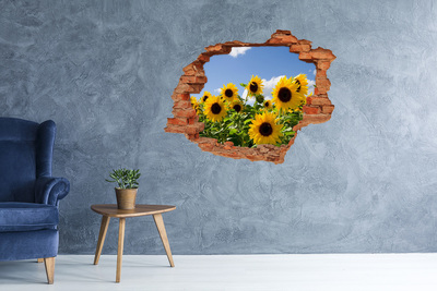 Adesivo murale buco 3D Girasoli alla luce del giorno