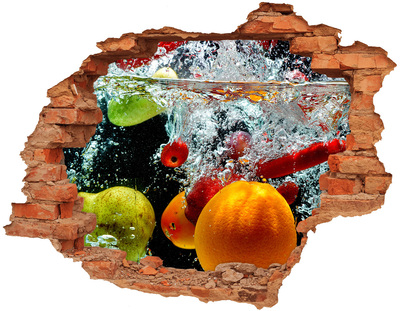 Adesivo murale buco 3D Esplosione di frutti in acqua