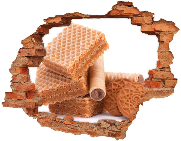 Adesivo con buco sbrecciato Waffle dolci in un buco