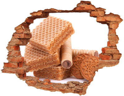 Adesivo con buco sbrecciato Waffle dolci in un buco
