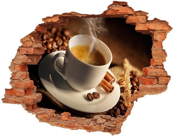 Adesivo effetto buco nel muro Caffè aromatico alla cannella