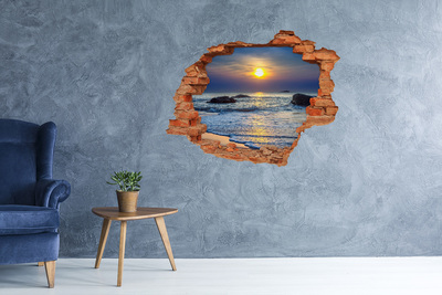 Adesivo murale buco 3D Tramonto sul mare