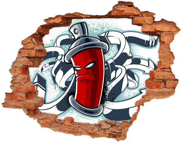 Adesivo murale buco 3D Tazza rossa con graffiti