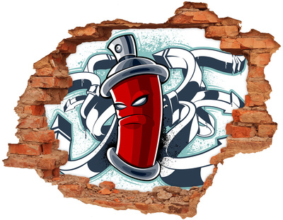Adesivo murale buco 3D Tazza rossa con graffiti