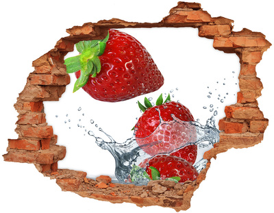 Adesivo effetto buco nel muro Fragole succose in acqua