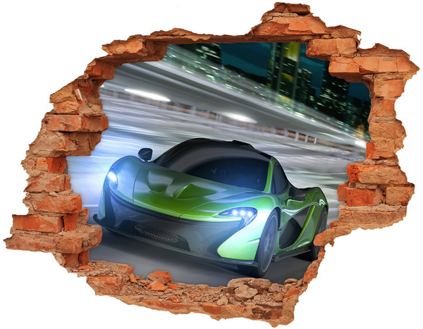 Adesivo murale buco 3D Auto sportiva in azione