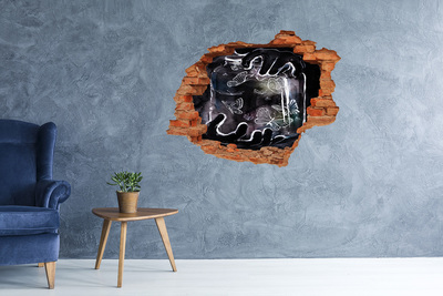 Adesivo murale buco 3D Farfalle in uno spazio magico