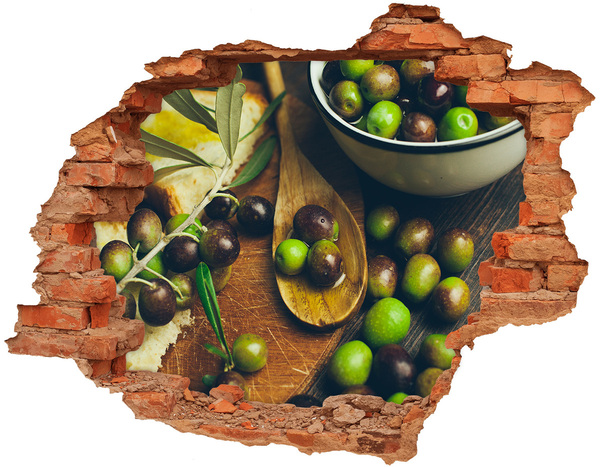 Adesivo effetto buco nel muro Olive in cucina