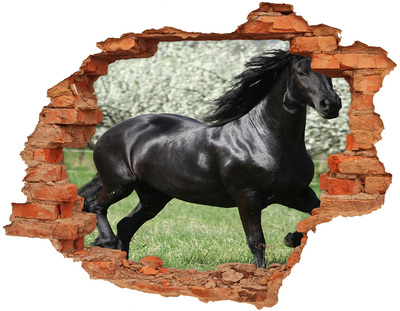 Adesivo effetto buco nel muro Un cavallo che galoppa attraverso un muro