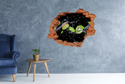 Adesivo murale buco 3D Cascata di frutti di kiwi