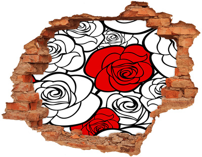 Adesivo effetto buco nel muro Rose rosse in un buco nel muro