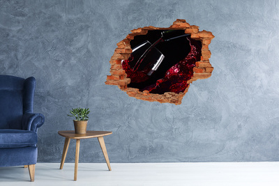 Adesivo murale buco 3D Vino rosso in un muro rotto