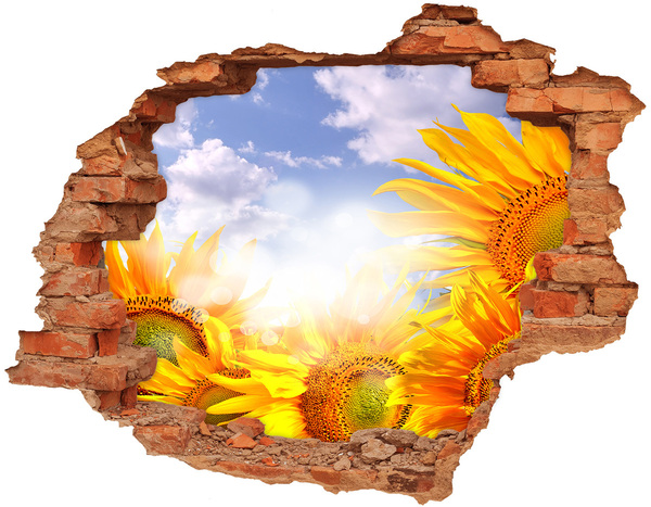Adesivo murale buco 3D Girasoli alla luce del sole