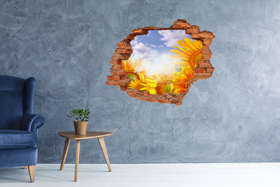Adesivo murale buco 3D Girasoli alla luce del sole