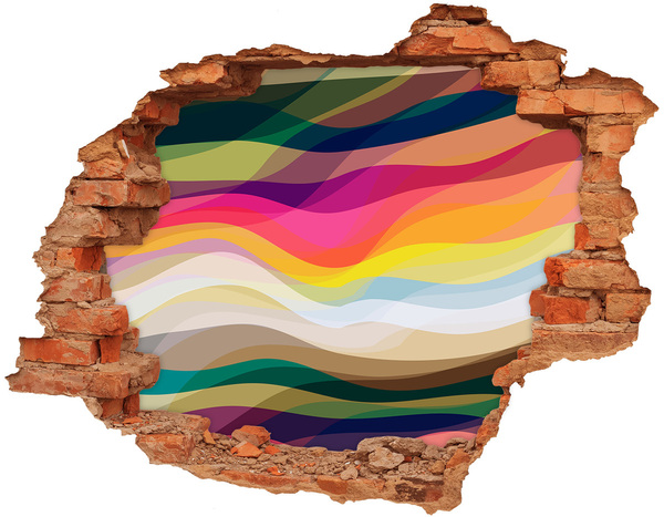 Adesivo effetto buco nel muro Onde colorate su uno sfondo di cemento