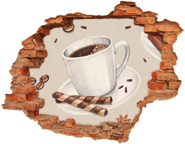 Adesivo effetto buco nel muro Caffè con biscotti