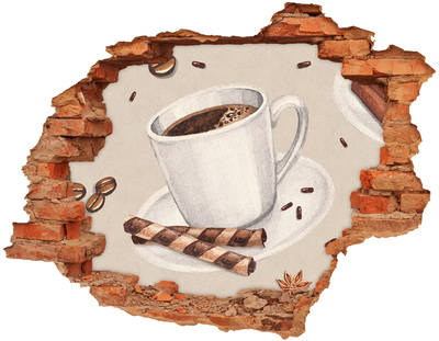 Adesivo effetto buco nel muro Caffè con biscotti