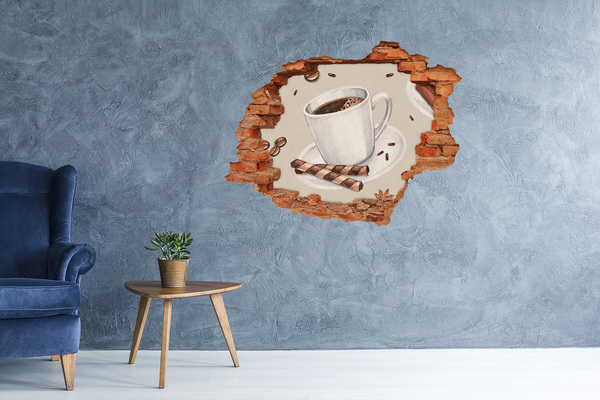 Adesivo effetto buco nel muro Caffè con biscotti