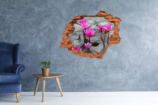 Adesivo murale buco 3D Fiori acquatici nello stagno