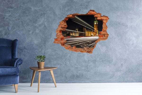 Adesivo murale buco 3D Monumenti londinesi di notte