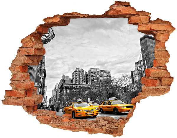 Adesivo effetto buco nel muro I taxi di New York nel paesaggio urbano