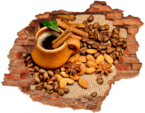 Adesivo effetto buco nel muro Una scorpacciata di caffè in un localino nascosto.