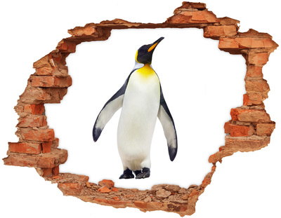Adesivo murale buco 3D Un pinguino in un buco nel muro