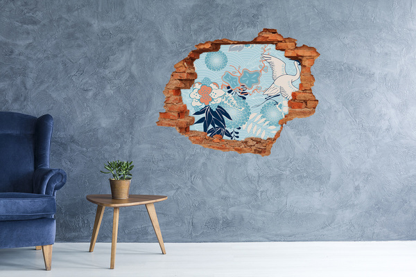 Adesivo murale buco 3D Il mondo sottomarino dei coralli