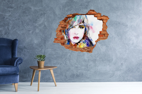 Adesivo con buco sbrecciato Ritratto in un muro in rovina