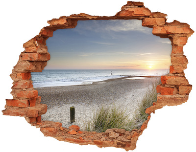 Adesivo murale buco 3D Vista della spiaggia al tramonto