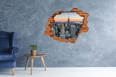 Adesivo effetto buco nel muro New York al tramonto