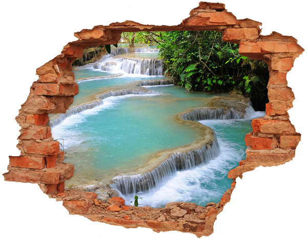 Adesivo murale buco 3D Cascate in un paradiso tropicale
