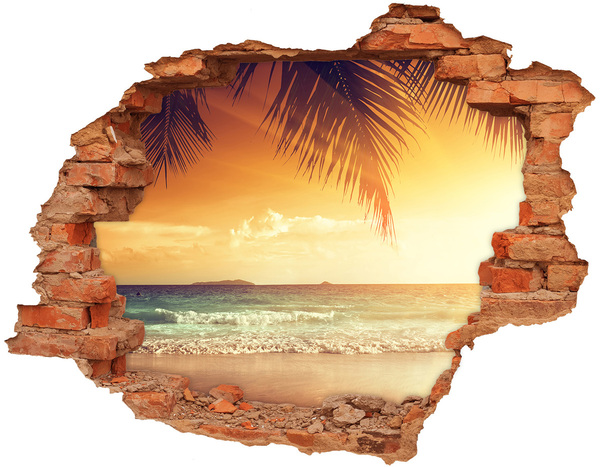 Adesivo murale buco 3D Spiaggia tropicale al tramonto