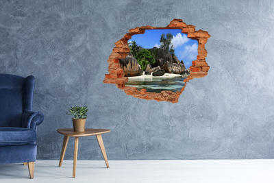 Adesivo murale buco 3D Oasi su un'isola tropicale