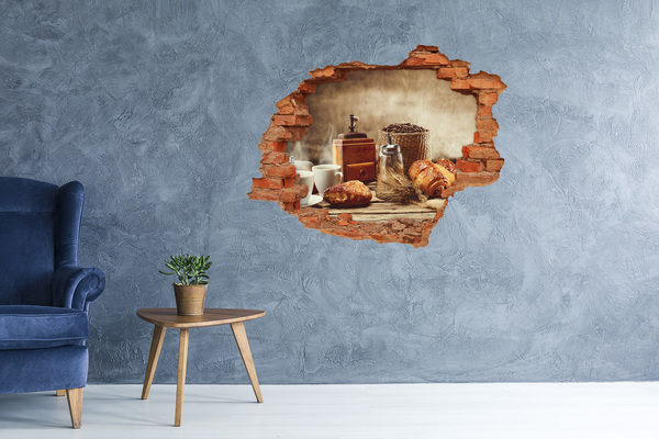 Adesivo con buco sbrecciato Caffè mattutino e pane fresco