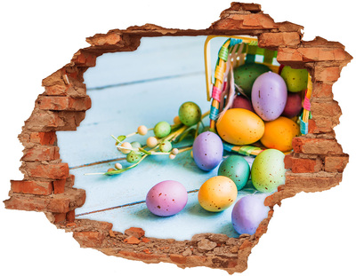 Adesivo murale buco 3D Uova di Pasqua nel buco