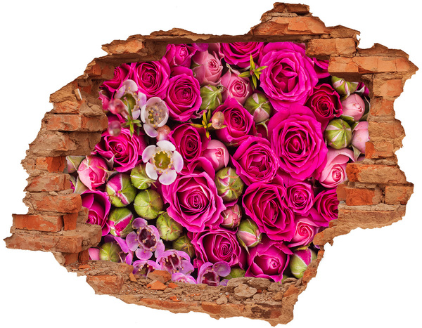Adesivo effetto buco nel muro Un'esplosione floreale di rose