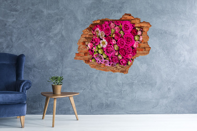 Adesivo effetto buco nel muro Un'esplosione floreale di rose