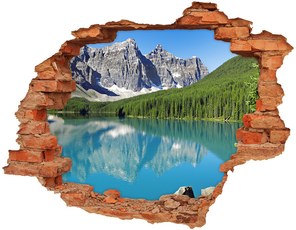 Adesivo murale buco 3D Paesaggio montano con lago