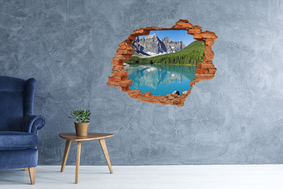 Adesivo murale buco 3D Paesaggio montano con lago