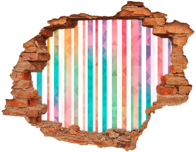 Adesivo effetto buco nel muro Geometrie colorate dietro il buco nel muro