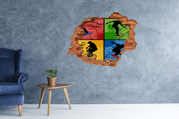 Adesivo murale buco 3D Lo skateboard in azione